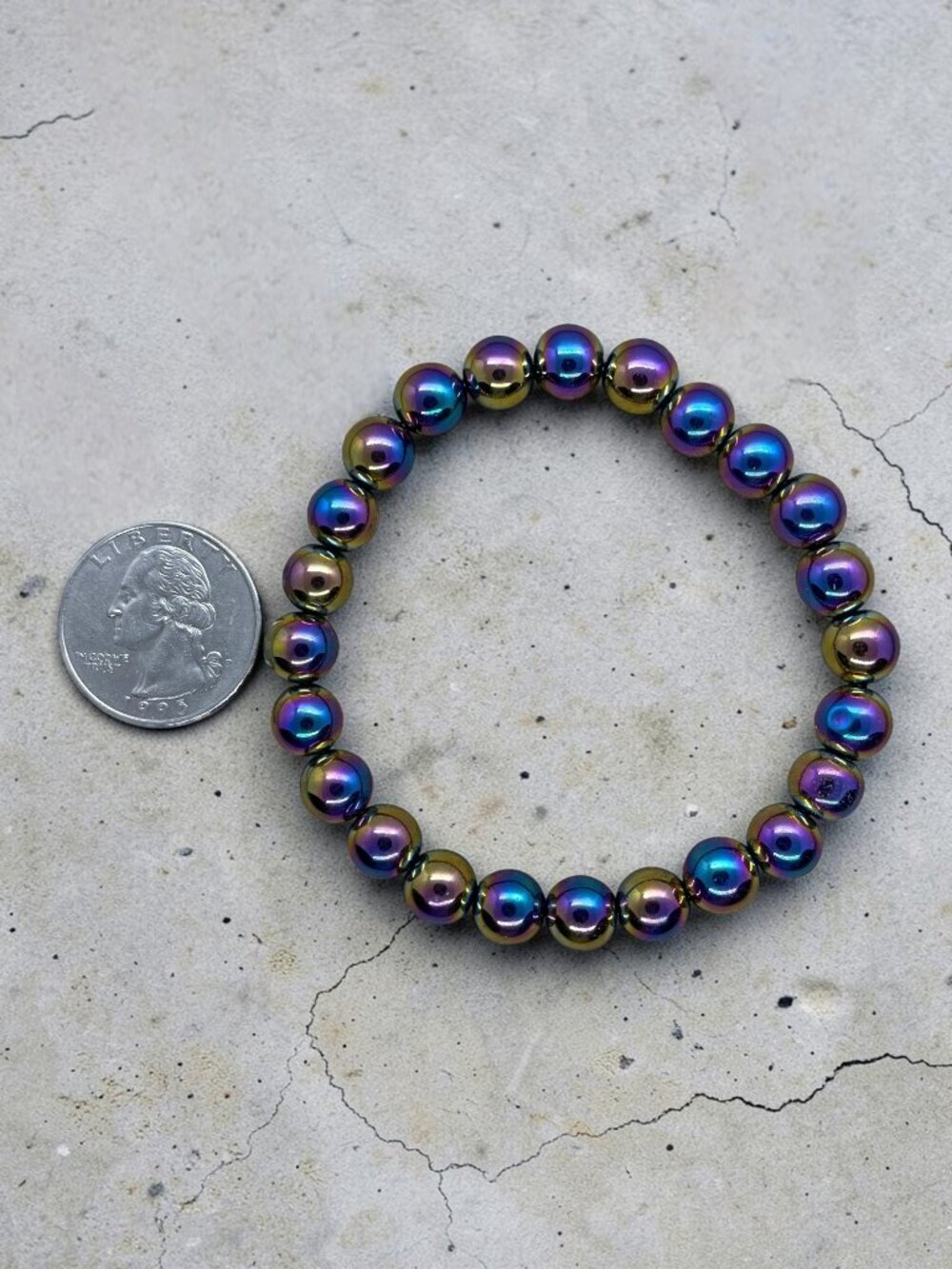 Rainbow Hematite Stretch Bracelet | Handmade - Picture 4 of 4